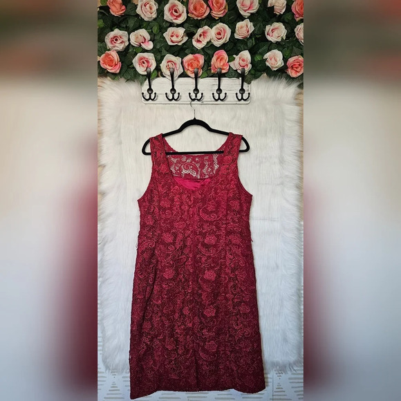 Grace Hill Rare Lace Overlay Fuschia Dress - Picture 3 of 8